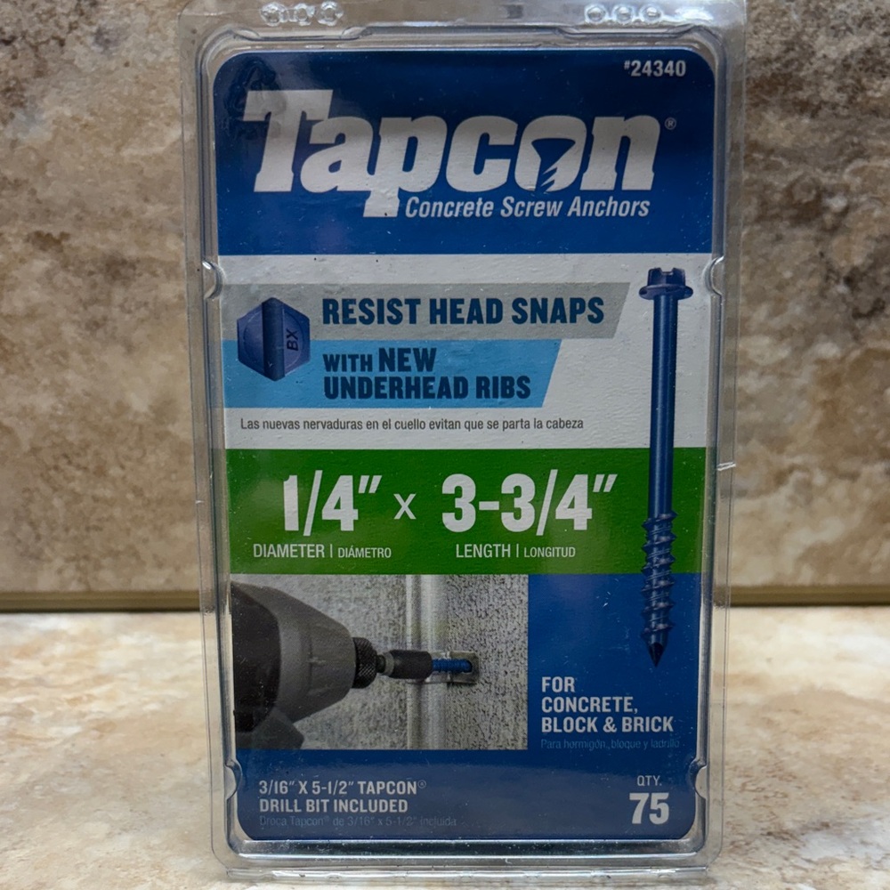 Tapcon 1/4 in. x 3-3/4 in. Hex-Washer-Head Concrete Anchors (75-Pack)